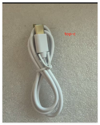 White USB Type-C charging cable coiled on a light background, labeled 'top-c' for easy identification.
