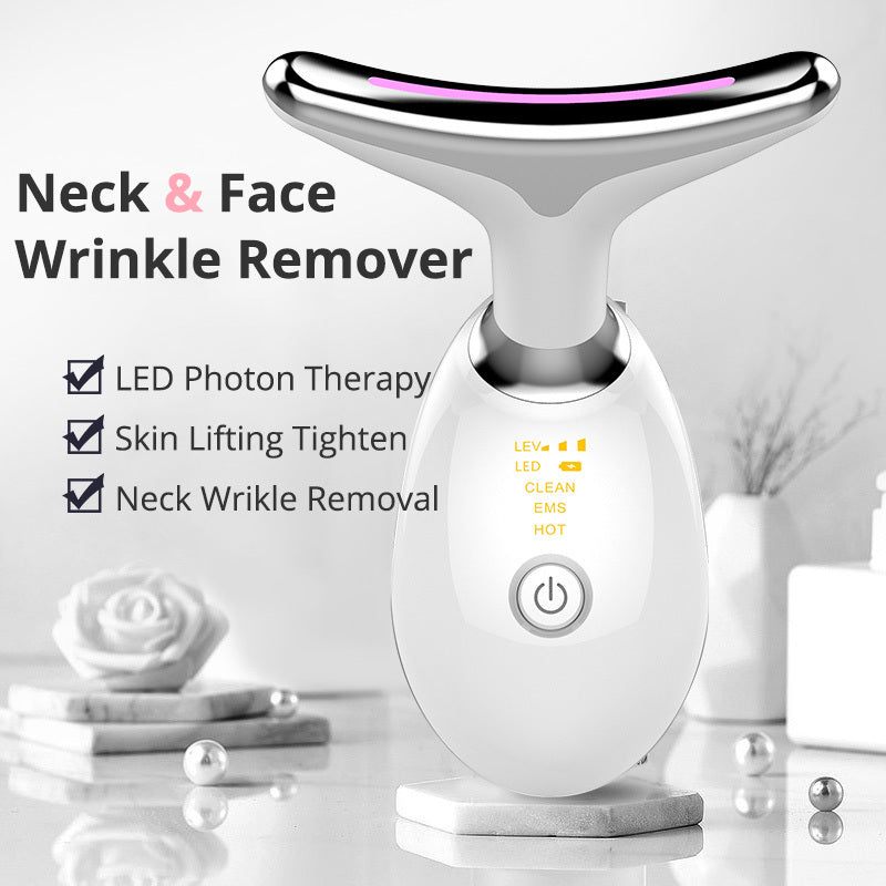 EMS neck and face wrinkle remover with LED therapy for skin tightening and neck wrinkle reduction.