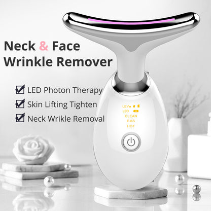 EMS neck and face wrinkle remover with LED therapy for skin tightening and neck wrinkle reduction.